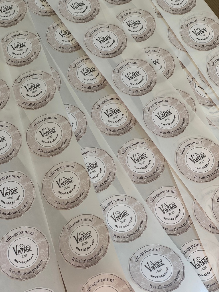 Paper Sticker for products /packages  4.5 cm Vintage Paint Beige in dispenser box of 50 pcs