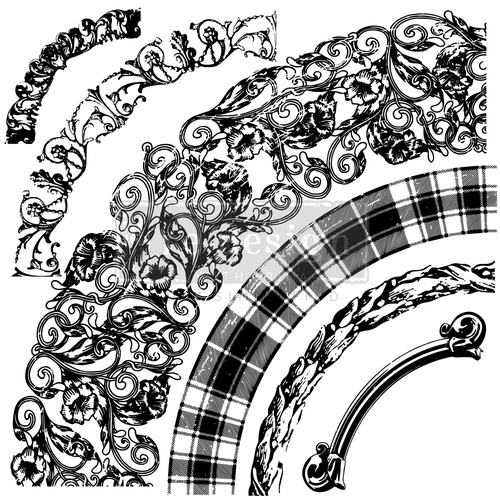 Décor Stamp - Curved Accents - 30,48 cm x 30,48 cm sheet size, total 6 pcs