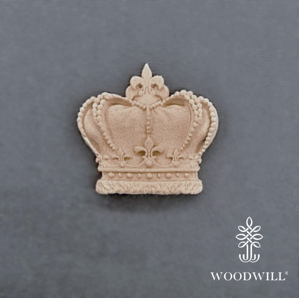 Wood Carved Decorative Crown 4.1cm x 3.8 cm