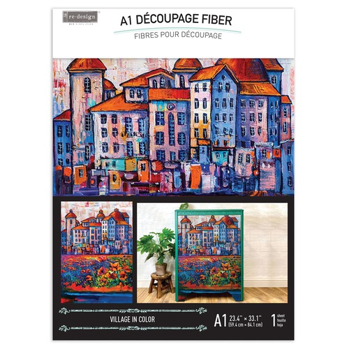 A1 Decoupage Fiber - Village In Color