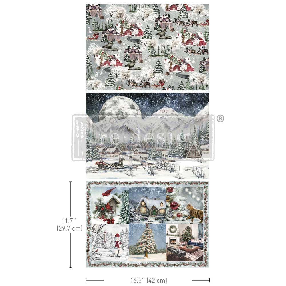 A3 Decoupage Fiber Pack - Snowfall Splendor