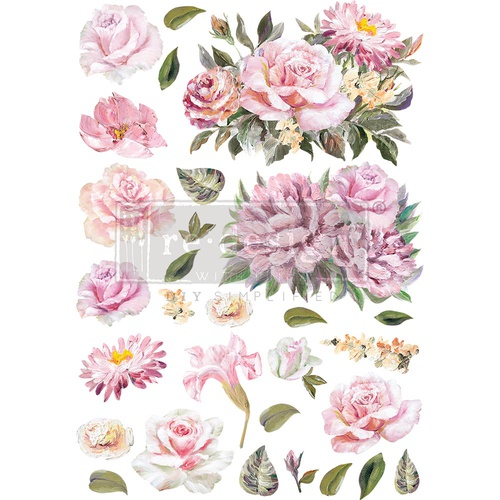 [655350654542] Décor Transfers® - Rose Quartz - Total sheet size 61 cm x 89 cm, cut into 3 sheets