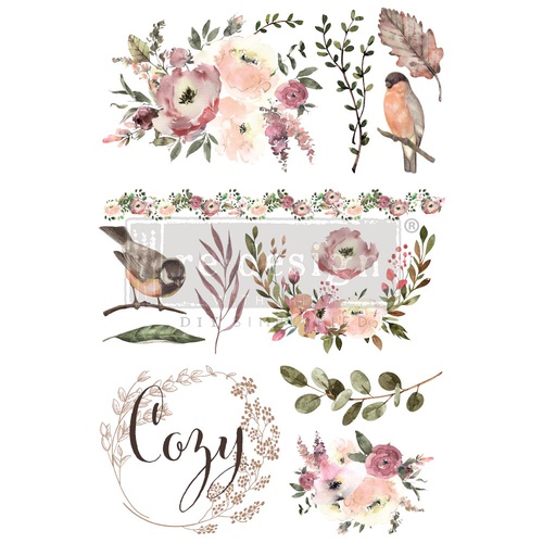 [655350654580] Décor Transfers® - Cozy Evening - Total sheet size 61 cm x 89 cm, cut into 3 sheets