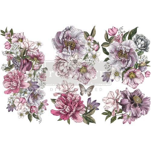 [655350655976] Décor Transfers® - Dreamy Florals - 3 sheets, 15,25 cm x 30,50 cm