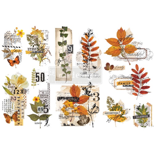 [655350655426] Décor Transfers® - Foliage Collector - 3 sheets, 15,24 cm x 30,48 cm