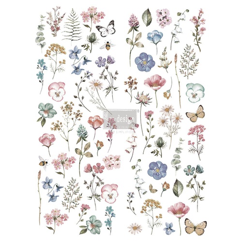[655350636937] Redesign Décor Transfers® - Delicate Fleur - size 55,88 cm x 76,20 cm Rub-on
