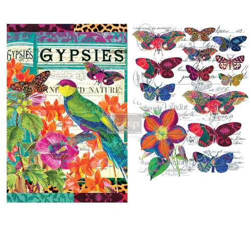 [655350638740] Redesign Décor Transfers® - Boho Bird Butterfly - size 55,88 cm x 76,20 cm