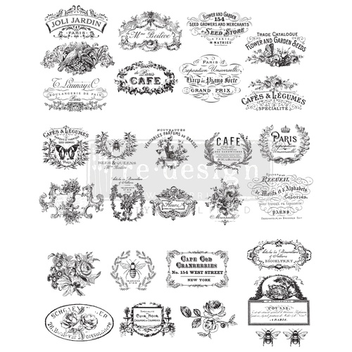 [655350646486] Redesign Décor Transfers® -Classic Vintage Labels - size 60,96 cm x 76,20 cm