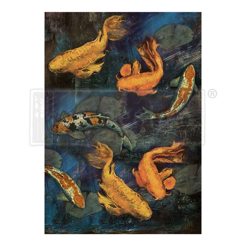 [655350660932] A1 Decoupage Fiber - Koi Pond