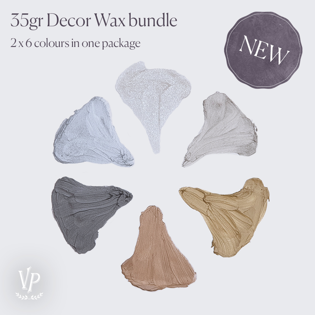 [700158] Decor Wax Bundle - Two 35 gr. Tins per colour: Silver / Antique Gold / Champagne / Fine Bronze / Old Lead / Pearl Glaze