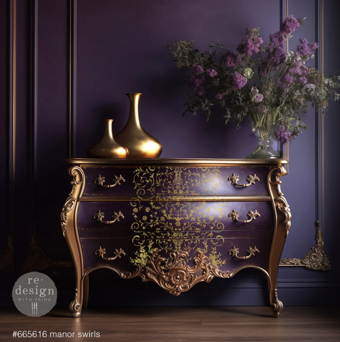 [655350665616] Decor Transfers® Gold Foil Kacha - Manor Swirls
