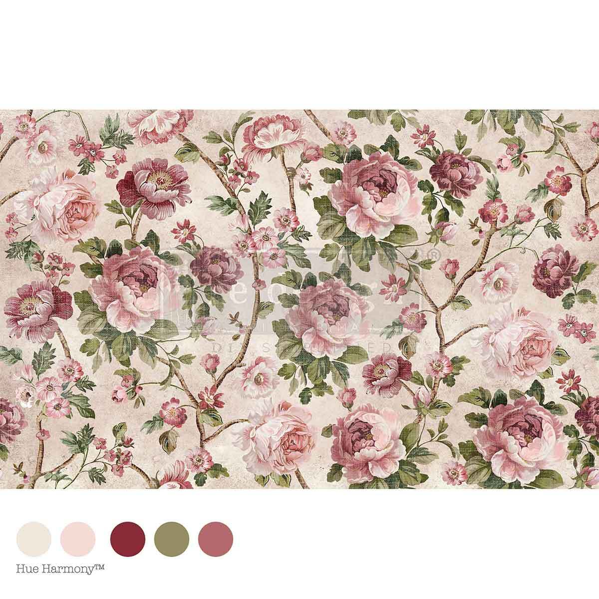 [655350676612] Decoupage Decor Tissue Paper Kacha - Timeless Blooms