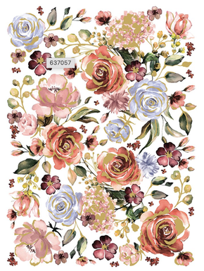 Redesign Décor Transfers - Rose & Rouge - size 60,96 cm x 88,90 cm, cut into 3 sheets